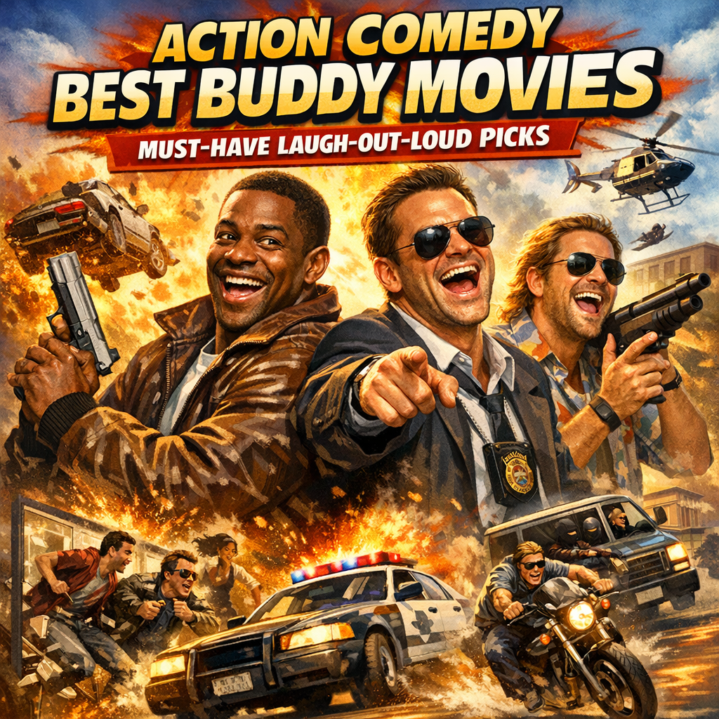 Illustration of Action Comedy Best Buddy Movies: Must-Have Laugh-Out-Loud Picks